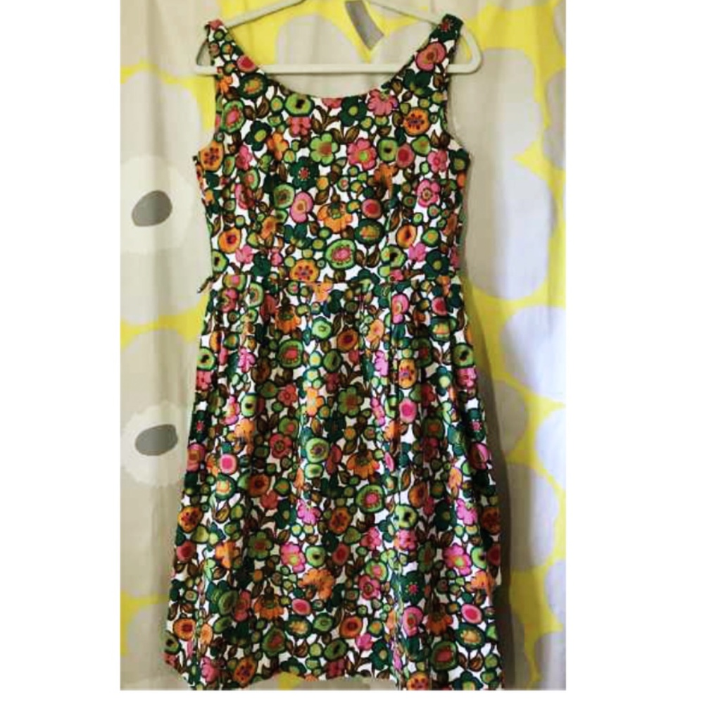 Vintage floral fit-n-flare, party dress, lightwight cotton canvas.